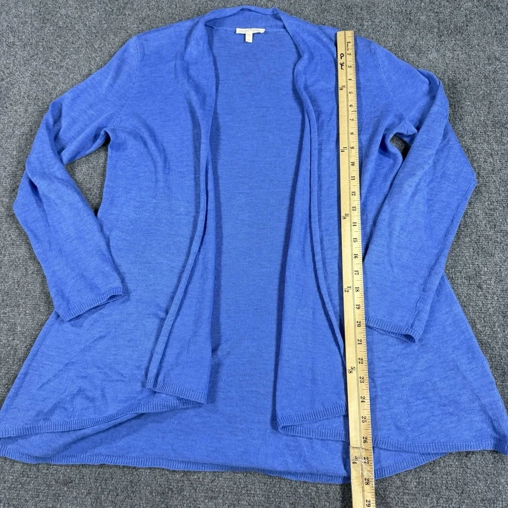 Eileen Fisher Linen Cardigan Sweater Womens XS Blue Open Front Knit Lightweight